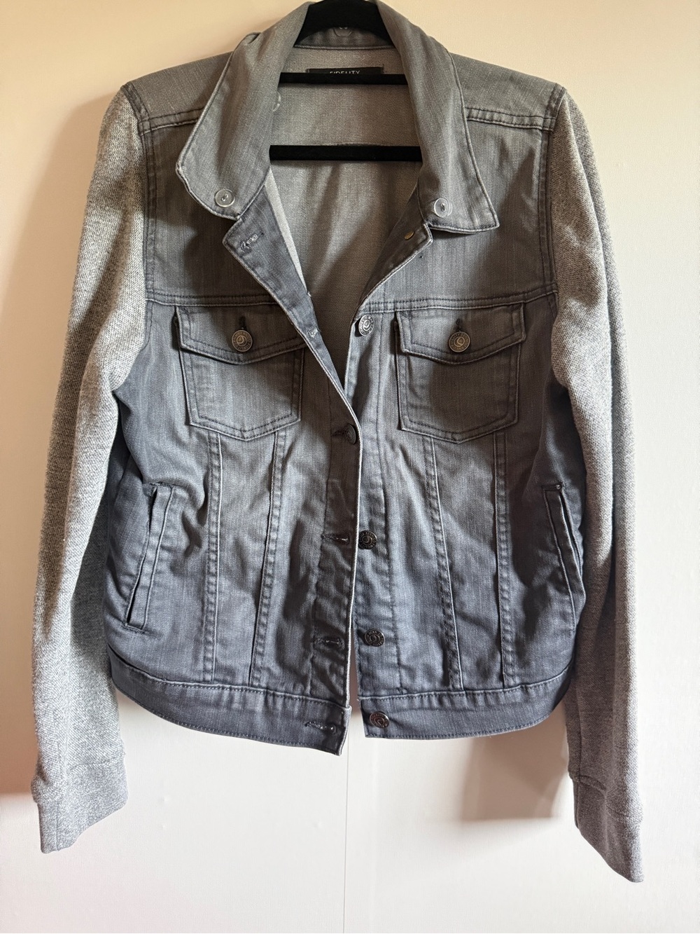 Fidelity Denim Grey Mixed Sleeve Jacket L